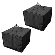 Outdoor Cushion Storage Bag Waterproof Design For Garden Furniture Accessories 2 Pack Black