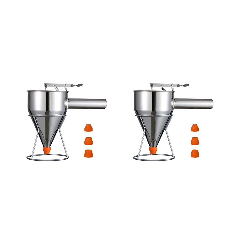 2X Pancake Batter Dispenser, Multi-Caliber Stainless Steel Funnel Cake Dispenser With Stand Great For Pancakes,Baked 6031193717325