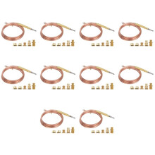 10X Universal Gas Stove Thermocouple with 50Pcs Nuts Heating Gas Burner Replacement Thermocouple Adaptor