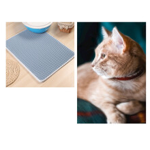 Doppellagige wasserdichte Katzenstreu-Matte 40x50cm Babyblau Rutschsicher