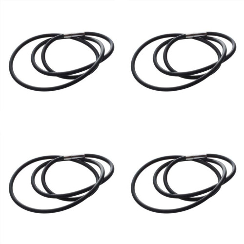 4X Colar de CordãO de Borracha Fashion de 19,75 Polegadas e 3 mm com Fecho de Aço Inoxidável - Preto