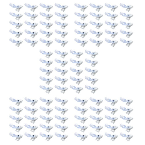 100 Pcs Plastic ID Card Name Tag Holder Badge Strap Clip White Clear