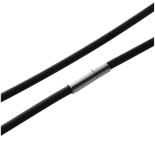 4X Colar de CordãO de Borracha Fashion de 19,75 Polegadas e 3 mm com Fecho de Aço Inoxidável - Preto 2