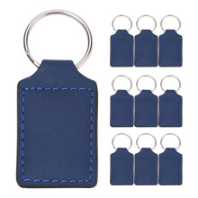 Lot de 10 porte-clés en cuir PU, vierge par Sublimation,-Bleu