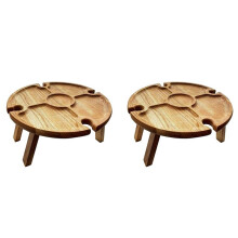 2X Mesa de Piquenique Dobrável Portátil, Mesa de Acampamento Leve Dobrável Ao Ar Livre Pequena Mesa de Piquenique de Madeira para Vinho, Pequena
