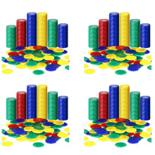 1600 Pieces Plastic Poker Chips Game Chips 4 Colors Counter Card for Game Playing Counting Bingo Game Chips Card, 4
