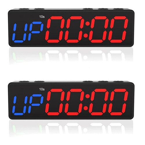 2X Workout Clock with Battery, Portable  Gym Timer with Built-in Magnet for Home Gym,Programmable Countdown/ Timer