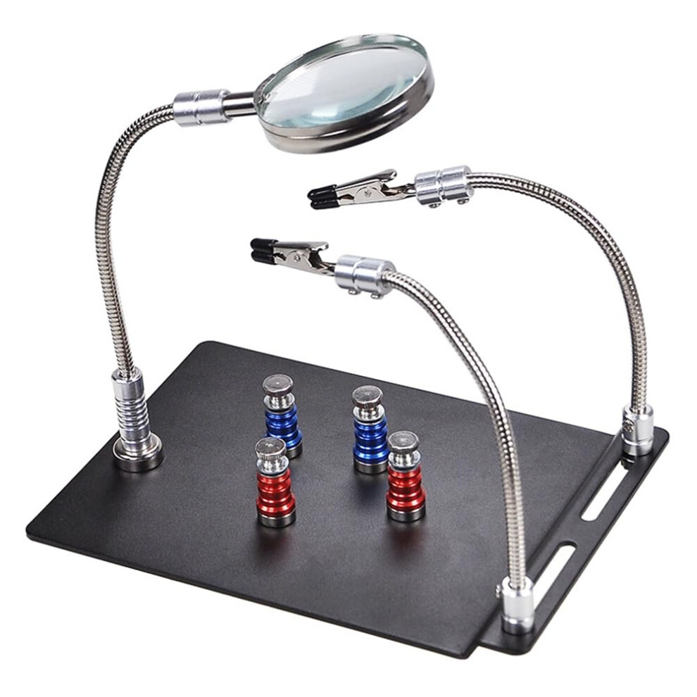 Soldering Helping Hands With Magnetic Base And Magnifier For Pcb Assembly 360 Clips 9174973476832