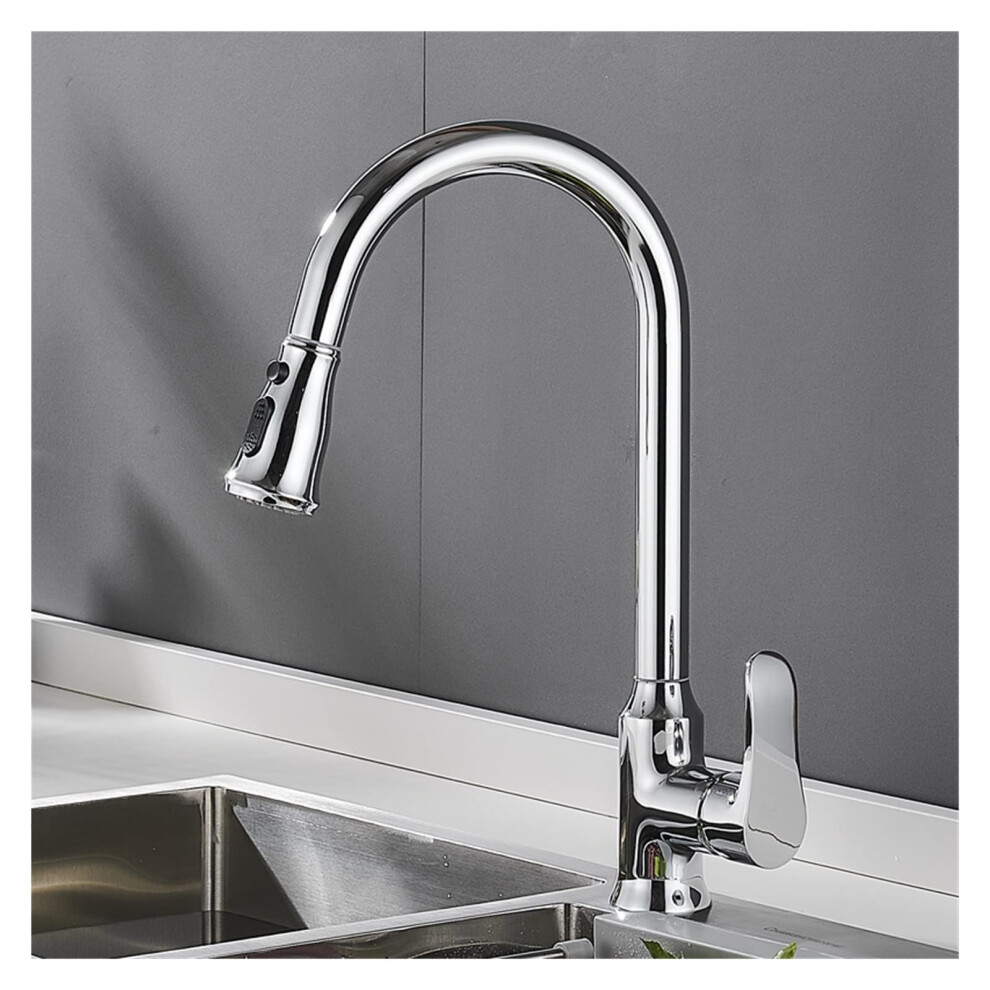 Chrome Kitchen Faucet 2Mode Hot Cold Mixer, Rotatable Retractable Spout, Washbasin Sink Faucet, Nero 9382693816092