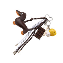 Porte-clés Vintage pour chien teckel, styles uniques,-Café