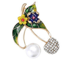 Verfijnde Cherrys Pin Broche voor Feestartikelen-gouden wit