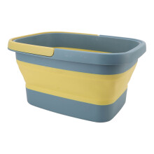 Seau de Bain en Silicone Pliable, Vert, 23 cm de Hauteur, Portable