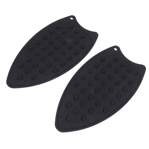 2Pcs Silicone Iron Rest Pad Durable Heat-Resistant Iron Mat Black