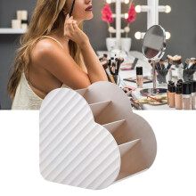 Herzförmiger Make-up-Organizer mit 4 Fächern, Schminkpinselhalter, Weiß