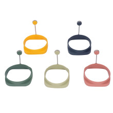 Silicone Egg Fry Rings 5 PCS w/ Heat-Resist Handles Easy Storage Multi-Color
