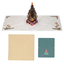 Ručně sestavené vánoční přání z tlustého kartonového papíru, 3D vánoční přání s úžasným designem vyskakovacího stromečku,