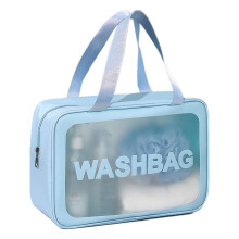 Transparente Reise-Kulturtasche für einfachen Zugriff, doppellagiges Design mit separatem Trocken- und Nassfach, Tragegriffe, großes