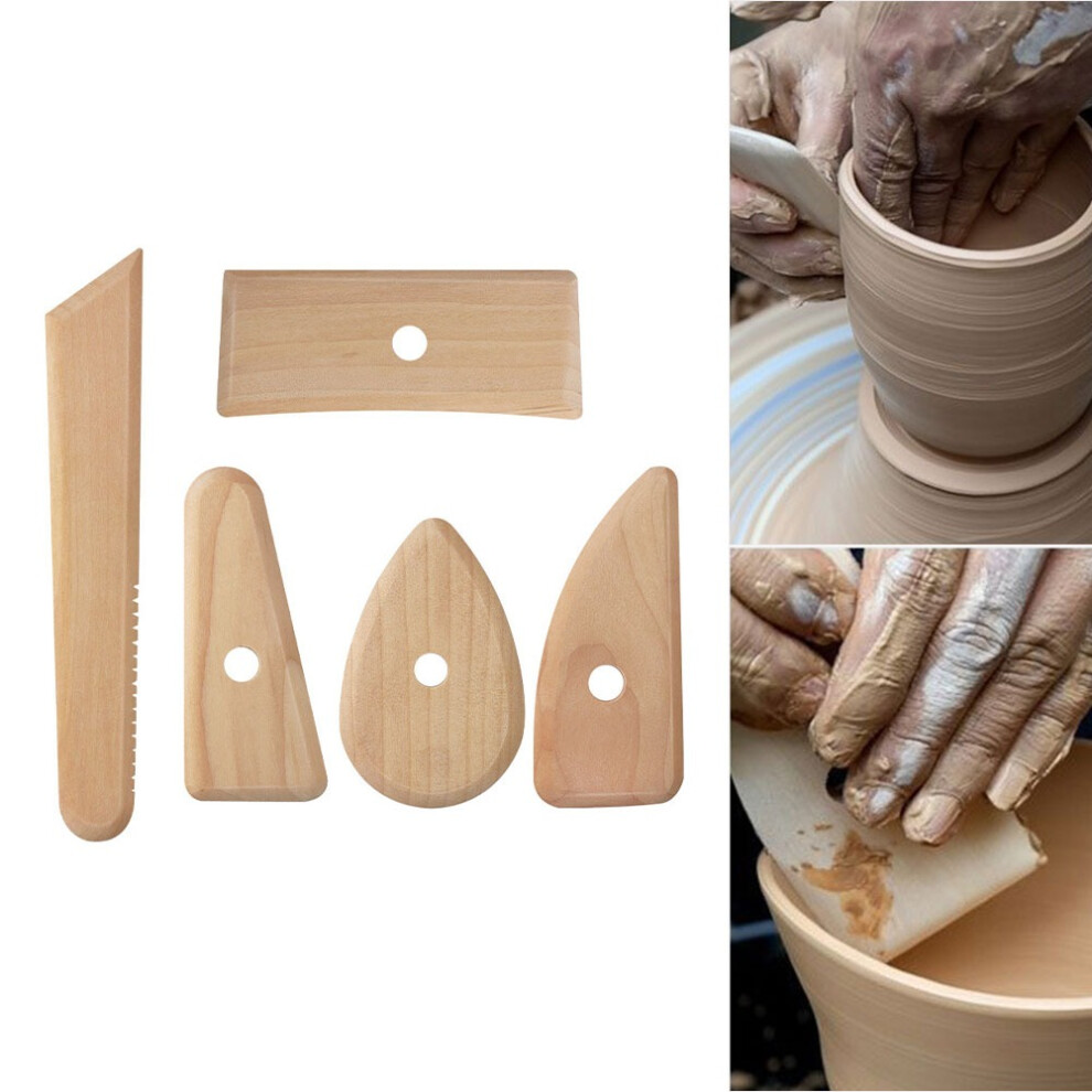 5 Piece Wood Pottery Clay Plasticine Sculpture Molding Carving Tool Set For Ceramics Handmade Craft Shaping Kit 6935161515480