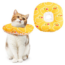 1 Pack Pet Cat Recovery Collar, Adjustable Doughnut Pet Cone Collar Soft Cotton Waterproof Elizabethan Collar After Surgery for Cats Dogs, M