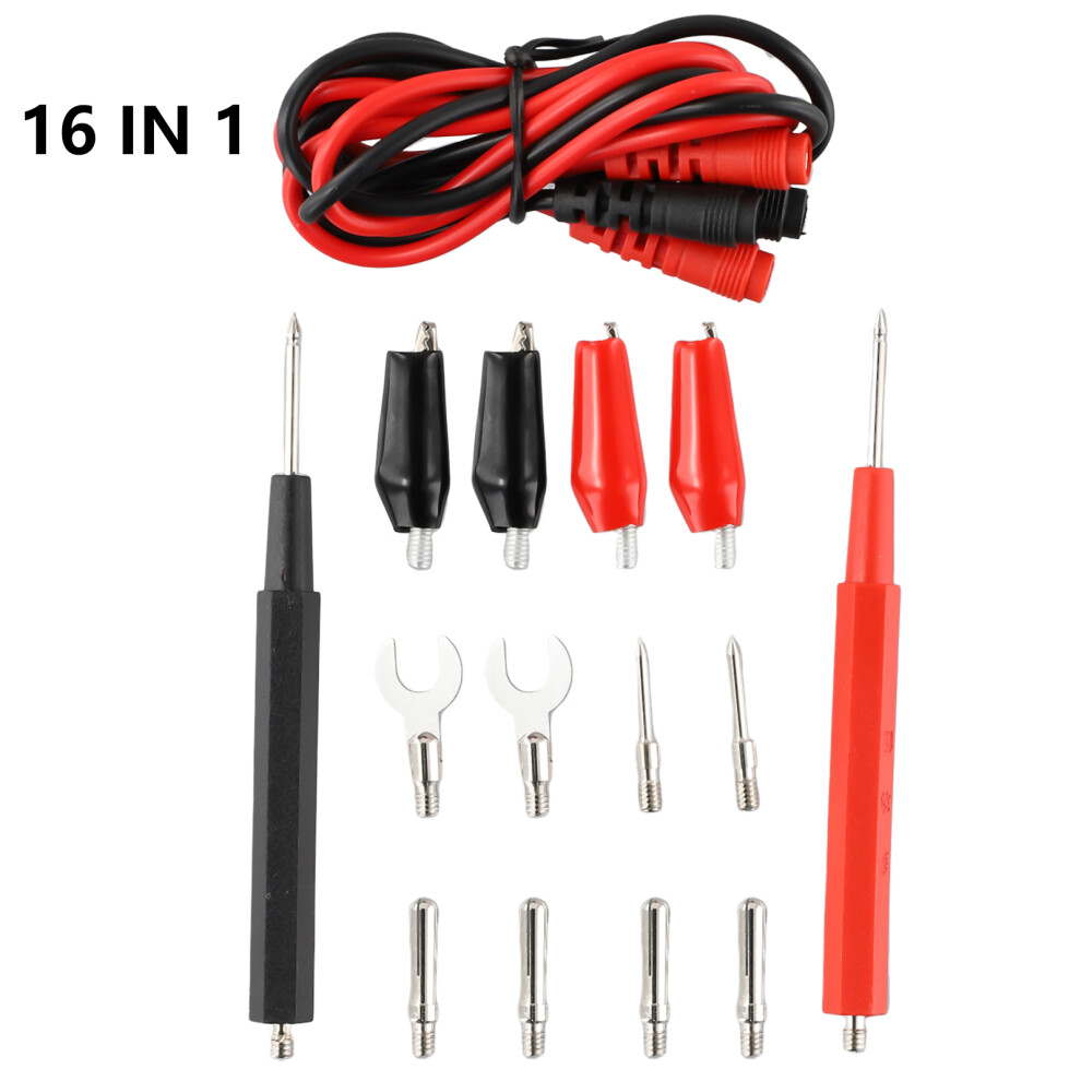 Practical Test Leads Kit Multimeter Probe Needle Tip 16-In-1 16Pcs Combination Cable Digital Multimeter Probe 6935161550757