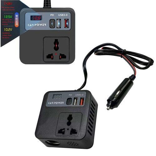 Φορητός μετατροπέας ισχύος αυτοκινήτου 12V 24V σε 110V 220V για φορτηγό SUV 2