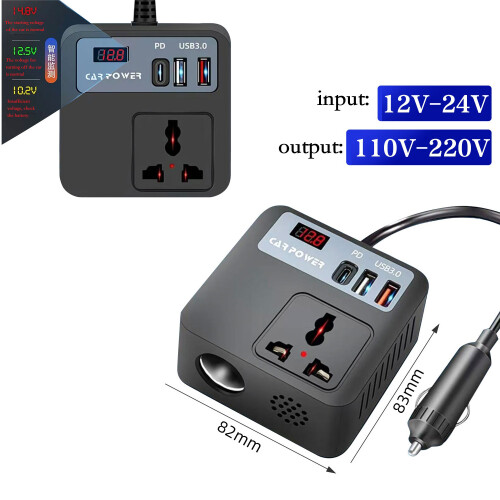 Φορητός μετατροπέας ισχύος αυτοκινήτου 12V 24V σε 110V 220V για φορτηγό SUV 1