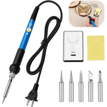 Wood-Burning Kit 6 - Temp Adjustable Iron With 5 Tips & Sponge For Pyrography Art & DIY Wood Crafts US Plug