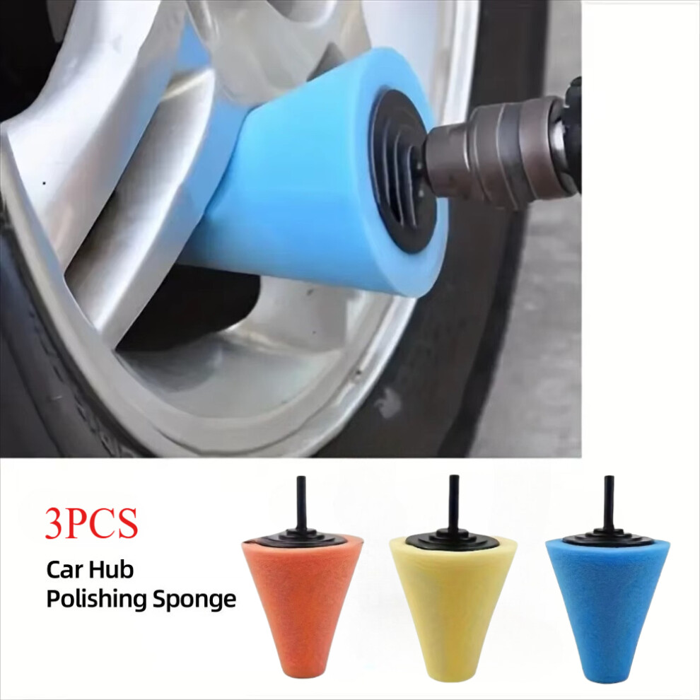 3Pcs Car Hub Polishing Sponge Grinding Head Metal Plastic Grinding Conical Sponge Polishing Sponge Wheel 6935161531183