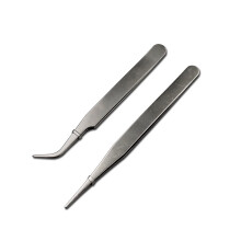 2pcs Precision Stainless Steel Tweezers Electronics Industrial Tweezers Anti-static Curved Straight Tip Dismantling Repair Tool