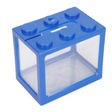 Perspective Hole Mini Betta Tank Stackable Design Blue for Office Desk