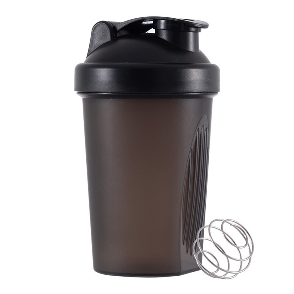 Black Protein Shaker Bottle 400Ml Bpa Leakproof With Stainless Whisk Ball For Gym Workout