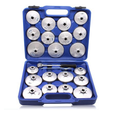 Oil Filter Wrench Set 23Piece CupType Aluminium Alloy Polished With Wrench And Tool Box