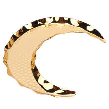 Travessa de servir em liga de zinco com formato criativo de lua, fruteira de metal martelado com superfície elegante, decoração para mesa de