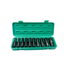1/2Inch Drive Hex Impact Socket Set, 10Piece Deep Socket, Metric Sizes 1024mm, Carbon Steel, Hard Storage Box