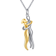 Hug Couple Necklace 925 Sterling Silver Hug Necklace Anniversary Gifts for Him and Her Men Women Gold and Silver