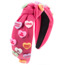 Cute Girls Knot Wide Brim Headband Headwear Multipurpose Sports Valentine's Day Headband For Women, Rose Red