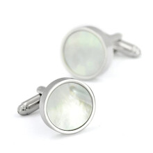 Classic copper cufflinks with white shells for men, party, wedding, suit, shirt, individual elegance