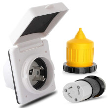 30A RV Power Inlet Outlet Shore Power Kit with Trunk Cable Protector 125V NEMA L530P L530R Male Female Plug Ref: 2621