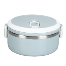 Recipiente térmico portátil para sopa em aço inoxidável, azul, à prova de vazamentos, para alimentos tipo bento, com isolamento a vácuo e