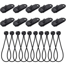 Heavy Duty Lock Grip Tarp Fasteners with Bungee Balls for Outdoor Shelter Setup, Strong Gripping Power and Easy to Install Mechanism, Powerful