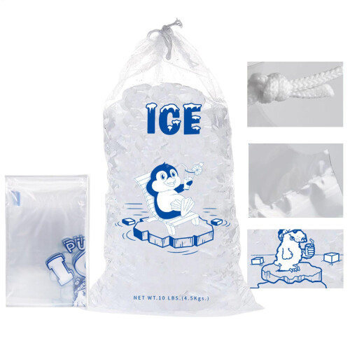Drawstring Ice Bags  Leakproof, Thickened, Freezer Storage 4.5 Kg