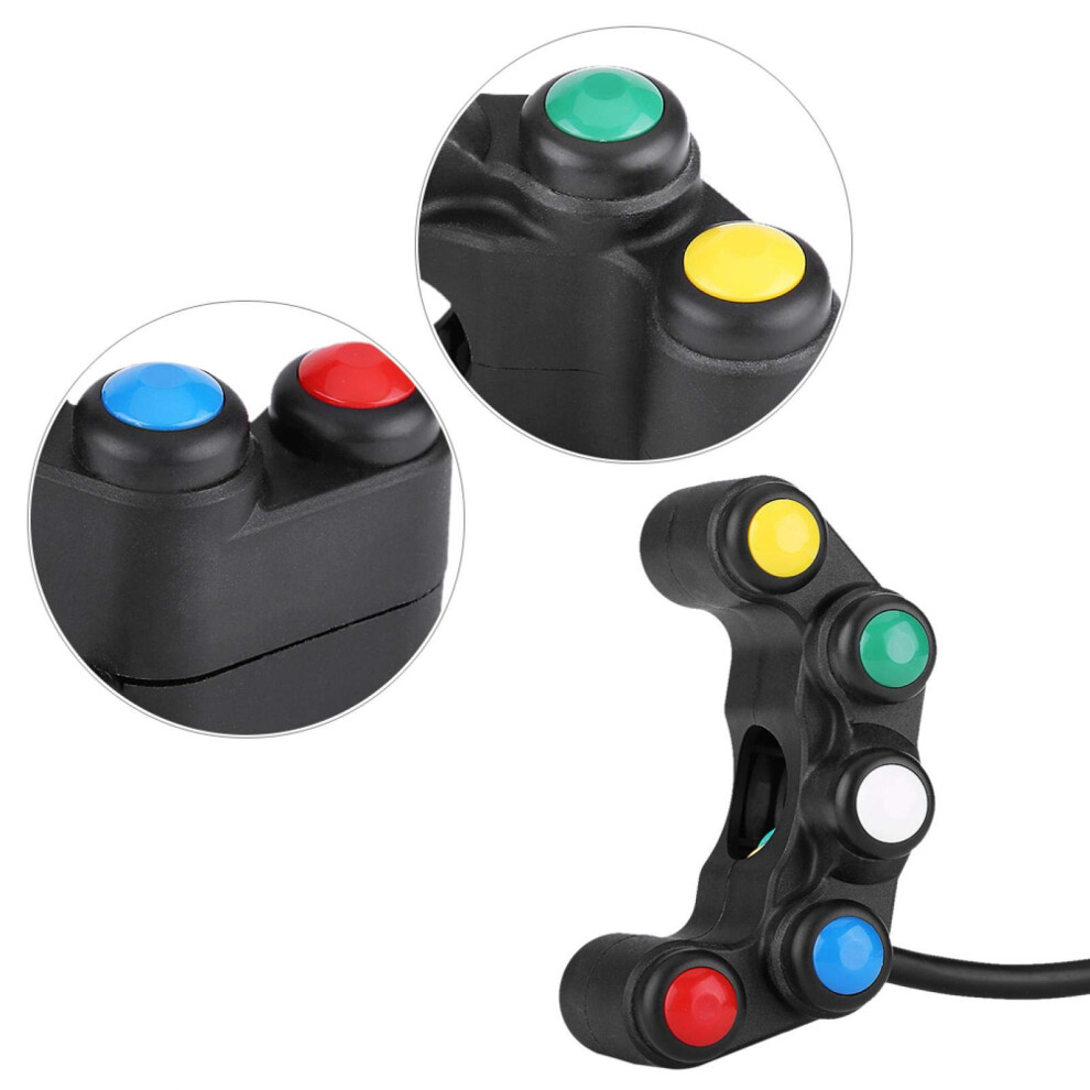 Universal 5In1 Motorcycle Handlebar Switch 22Mm, Headlight Hazard Brake Horn Control For Scooter Moped Electric Bike 9347817937206