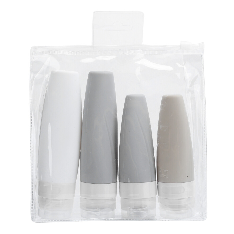 Leak-Proof Silicone Travel Bottles Refillable TSA Approved Transparent Flip Cap Wide Mouth Reusable Eco-Friendly Bottles for Toiletries Shampoo