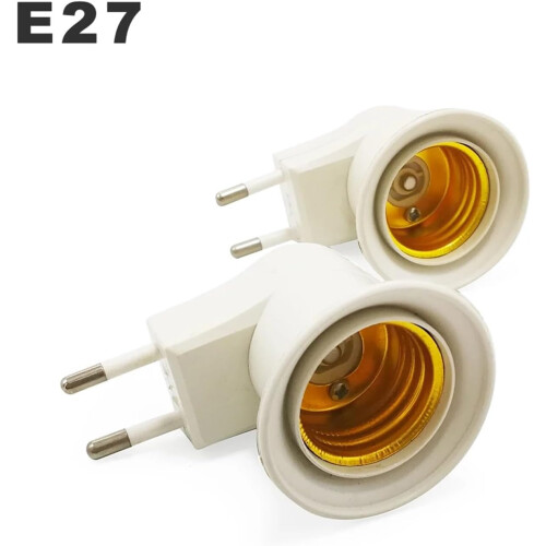 E27 Wall Mount Lamp Holder Converter E27 Switch Lamp Base Round Base Screw US EU Plug with On/Off Button LED Light Plug Socket (US Plug) E27 US Plug 1