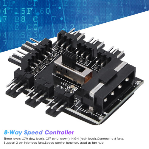 8‑Way 3PIN Fan Hub Splitter with Speed Control, 4PIN Plug 2