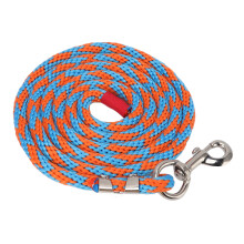 11.5ft Blue/Orange Nylon Horse Lead Rope with Thick Hook, Friction-Free