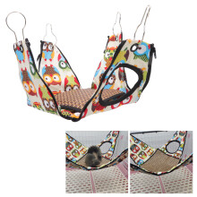 Owl Pattern Hanging Hammock Tent for Small Animals - 15x15x15cm with 4 Hooks