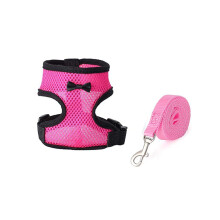 Adjustable chicken harness for chickens, ducks, puppies, roosters, with leash, breathable, comfortable, size S/for M/L pink L
