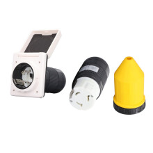 125V AC 250V AC 50A RV Power Input Plug Kit with Protective Sleeve Cable Cover Ring for Trailers, Boats, Caravans, Motorhomes, Trucks, Yachts