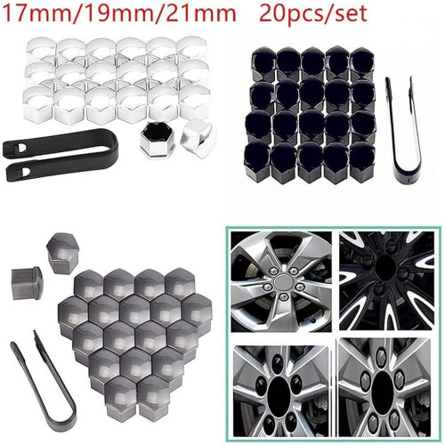 Car Wheel Bolt Caps 19mm Grey DustProof Nut Covers 2